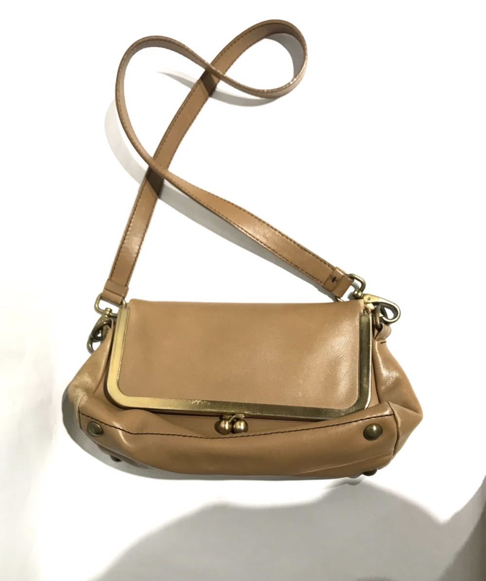 bk-334 ミュウミュウ miumiu ショルダーバッグ ブラウン系 折りたたみ がま口 バッグ（N375-1）