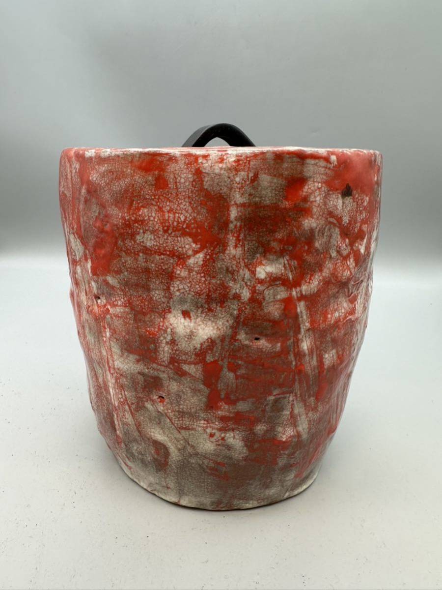 y11075 茶道具 水指 赤 水指 赤楽 煎茶道具 蓋付 茶器 時代物
