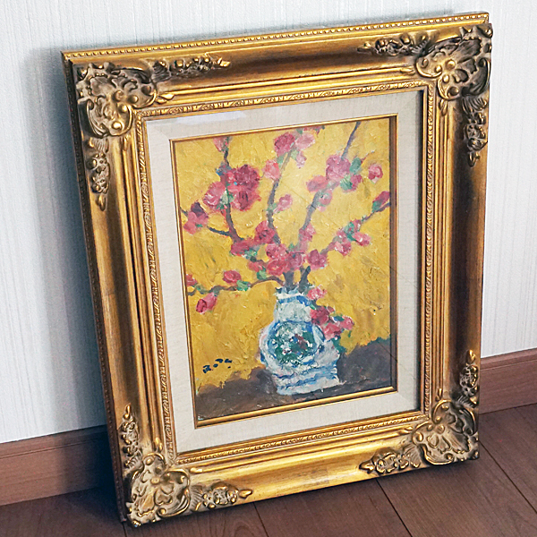 ◇尾田龍 「木瓜の花」 油彩 F4号 / 姫路市立美術館・兵庫県立美術館