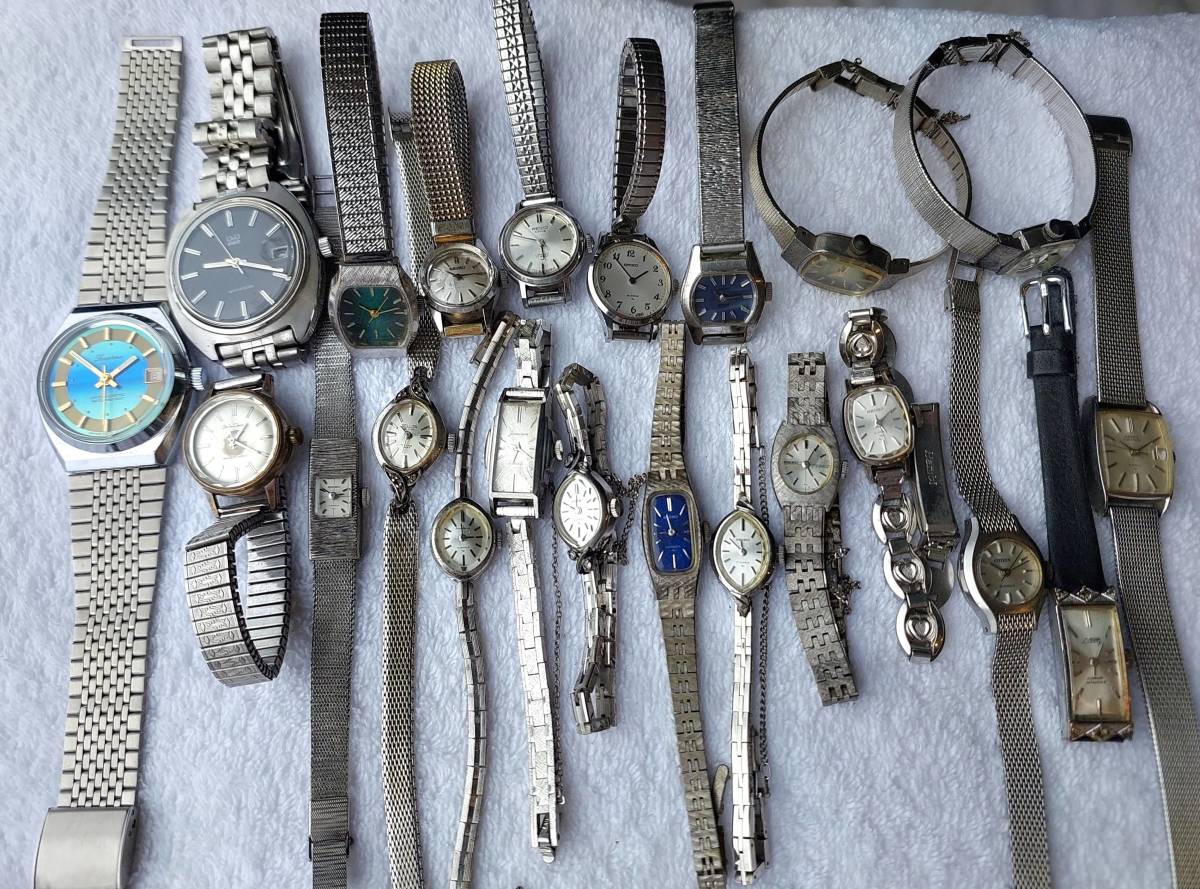 1円スタート　ジャンク腕時計　ビンテージ　アンティーク 機械式 手巻 まとめ ２２個セット セイコー シチズン 他 メンズ レディース 色々