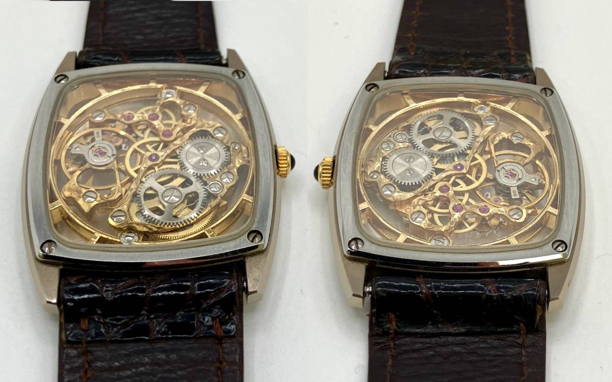 ウォルサム 手巻き WALTHAM モナコ 70年代両面スケルトン超鋼ケース 手 