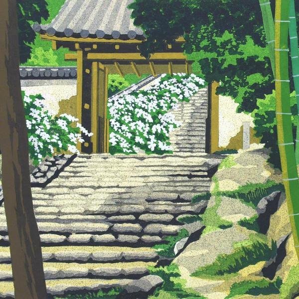 井堂雅夫『木陰』木版画 直筆サイン 200枚限定シリアルナンバー入り 真作】【WISH】井堂雅夫「白豪寺」木版画 直筆サイン 〇人気木版画家