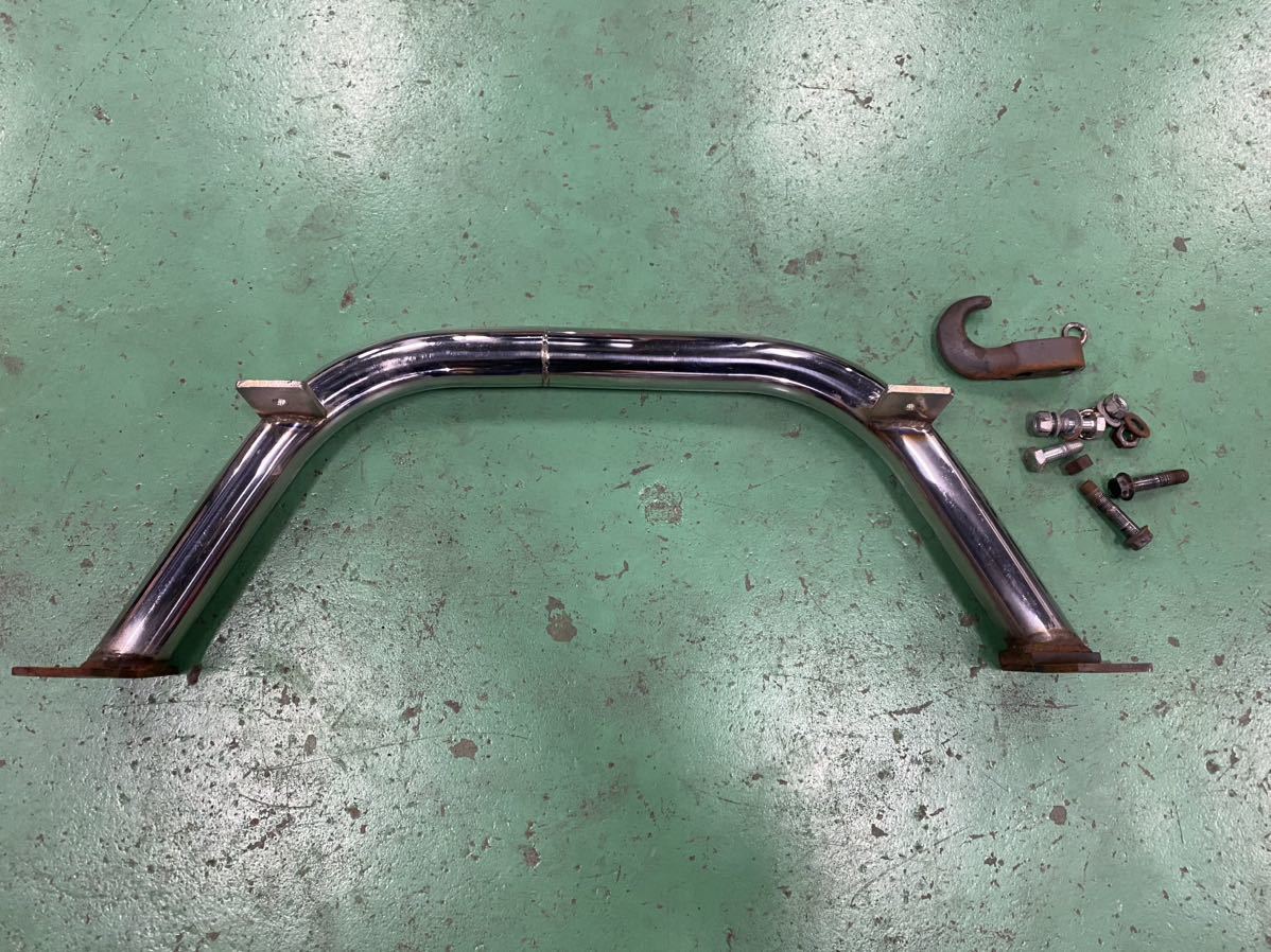 年末セール 美品 超希少 ジープ J58 50系 フロント フォグランプ ステー バンパー メッキ 検 j53 j54 j55 j57 j58 j59 ジムニー JA11 