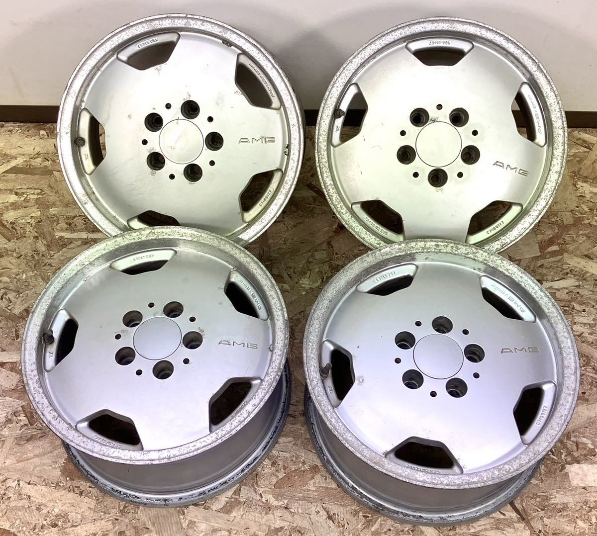 とし出品 1円〜 AMG OZ アルミホイール 旧車 7J×15 H2 E25 15インチ 5穴 当時物