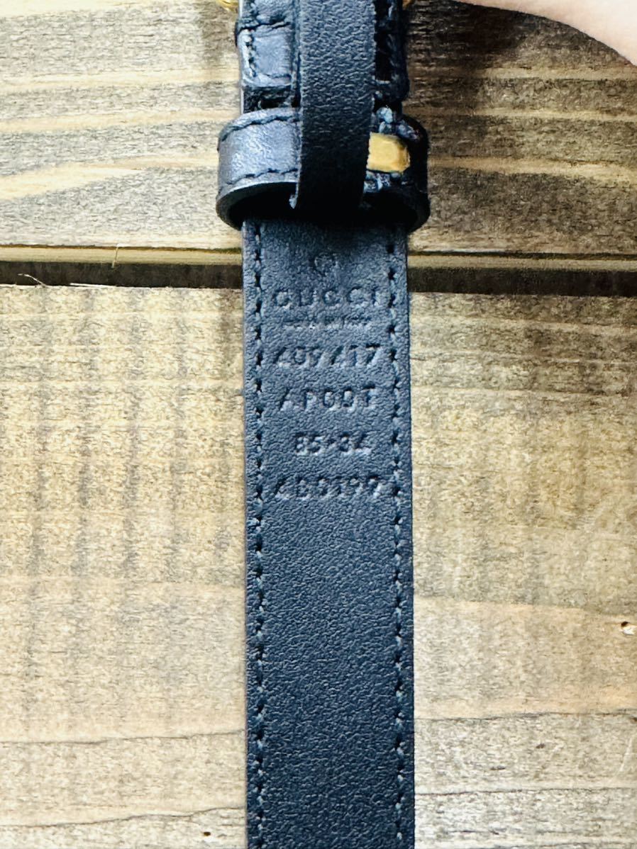 ◇1円 ☆ GUCCI グッチ ベルト GGマーモント レザー ブラック
