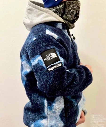 Supreme シュプリーム The North Face ノースフェイス Bleached Denim Print Fleece Jacket S サイズ 新品 フリース 2021fw インディゴ