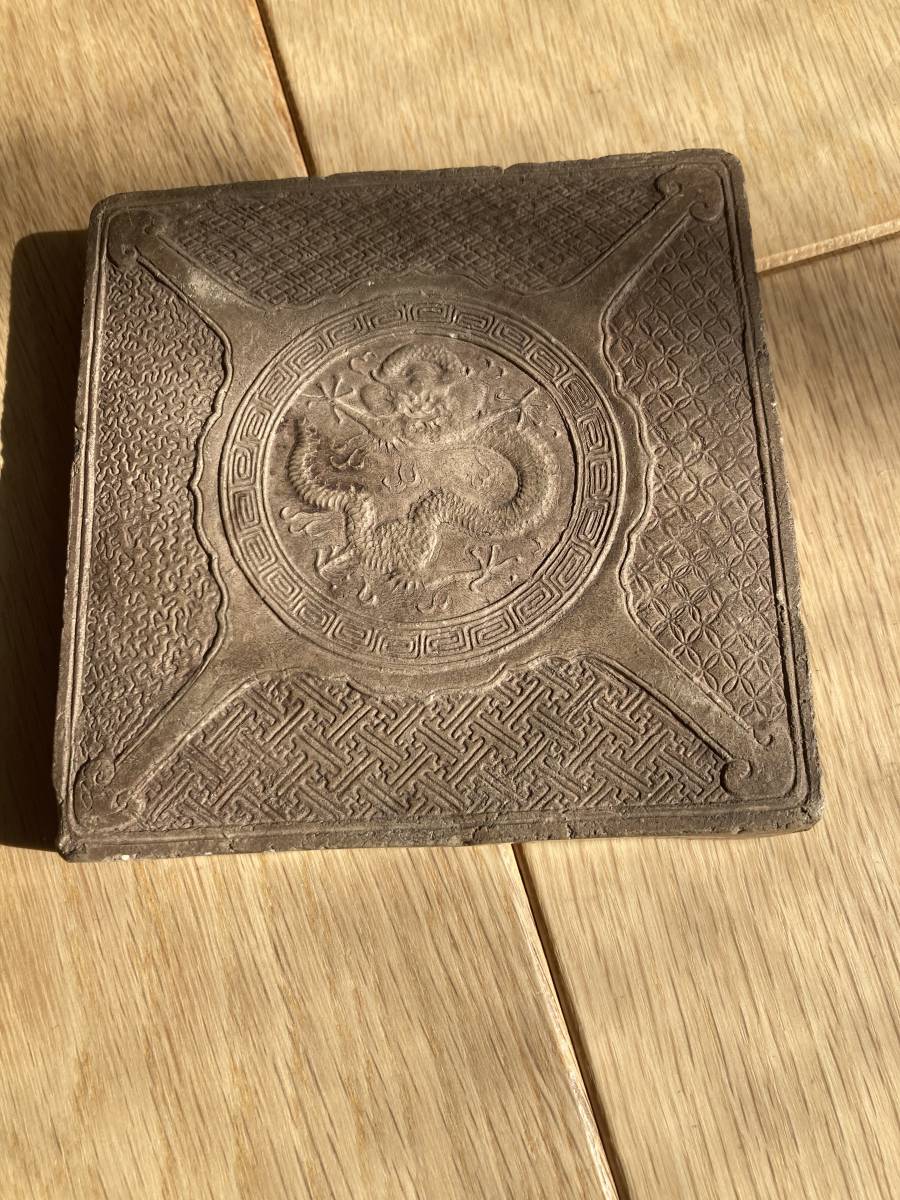 色絵 白泥爐器 爐台 5爪の龍 中国タイル 紫禁城 中国龍 香炉