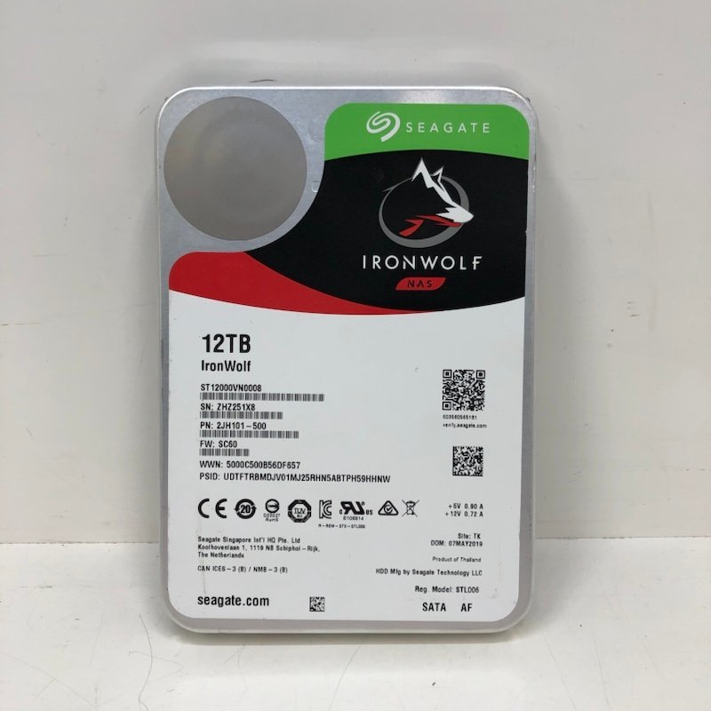 SEAGATE ST12000VN0008 IRONWOLF NAS 12TB SATA HDD ハードディスク 231207SK750084
