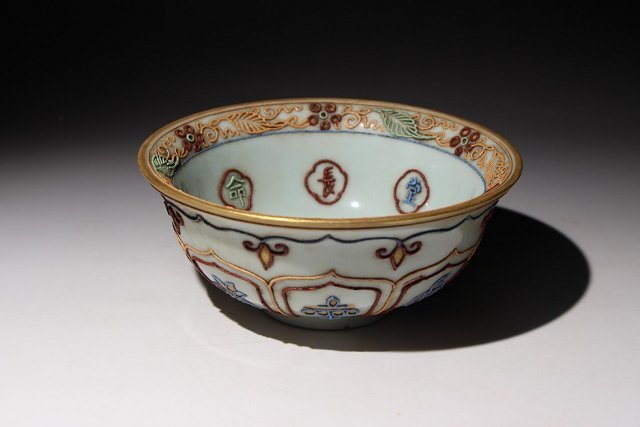 ☆撫子☆景徳鎮窯白釉加彩碗 直径約7.5cm (検)白釉 加彩 碗 唐物 中国
