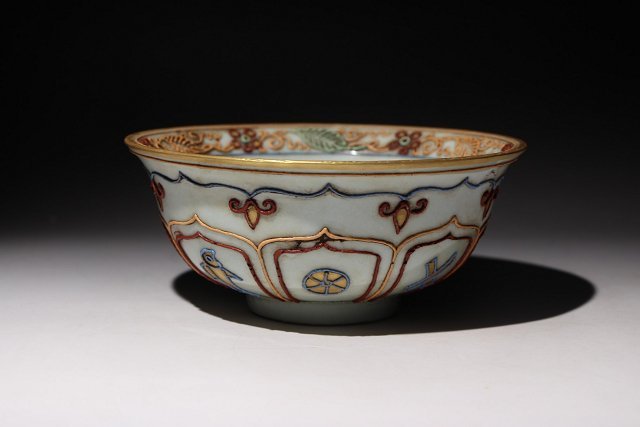 ☆撫子☆景徳鎮窯白釉加彩碗 直径約7.5cm (検)白釉 加彩 碗 唐物 中国