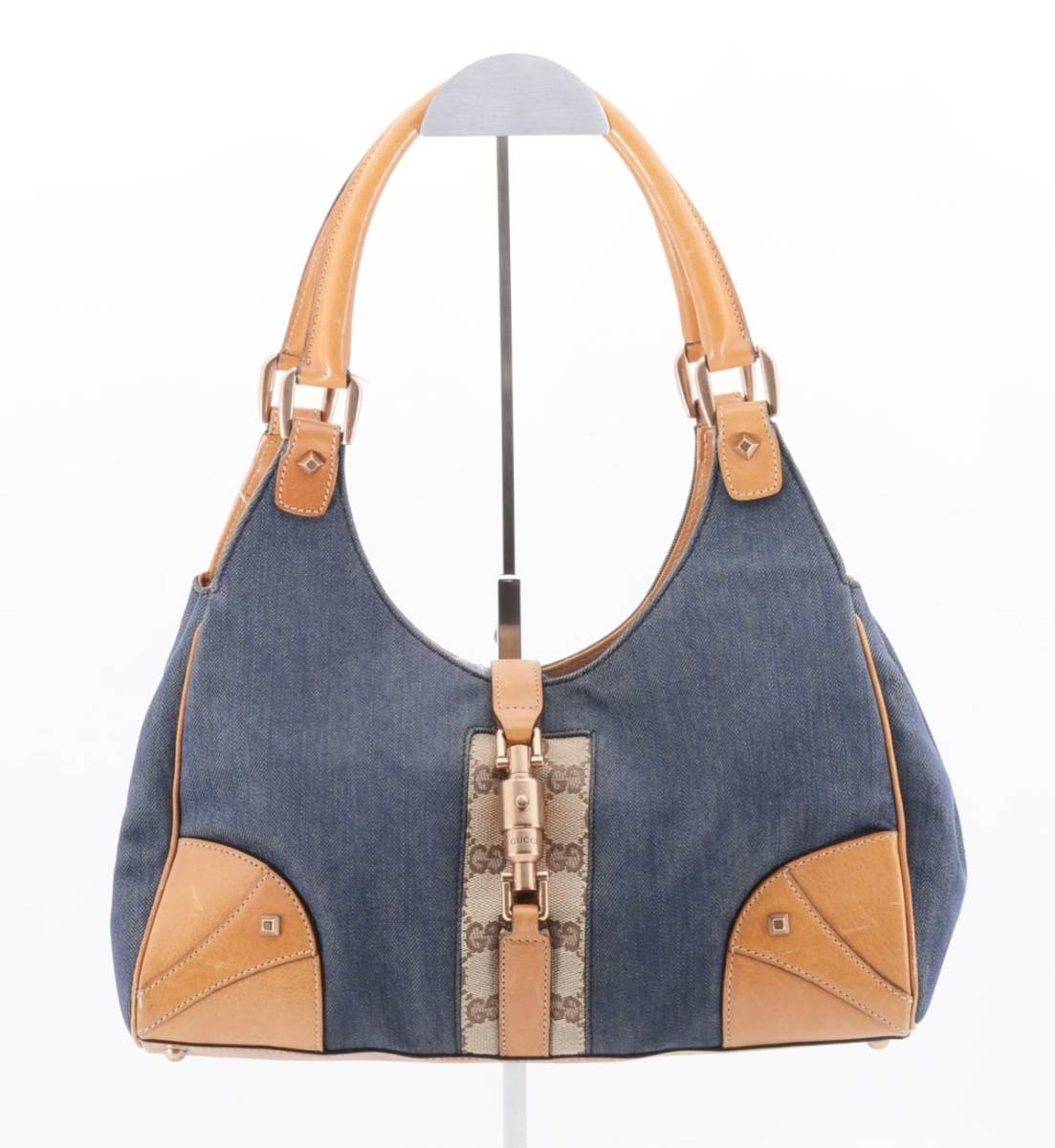 1円 GUCCI　グッチ　GGキャンバス　デニム　ニュージャッキー　ショルダーバッグ　肩掛け　ワンショルダー　ロゴ　124407　23-7457