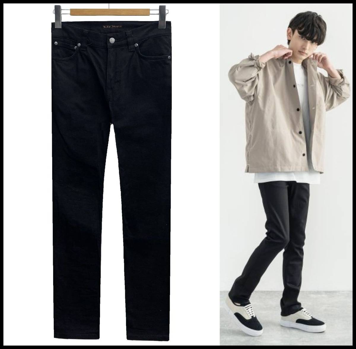 Nudie Jeans ヌーディージーンズ THIN FINN Dry Cold Black シンフィン ストレッチ スキニー スリム ...
