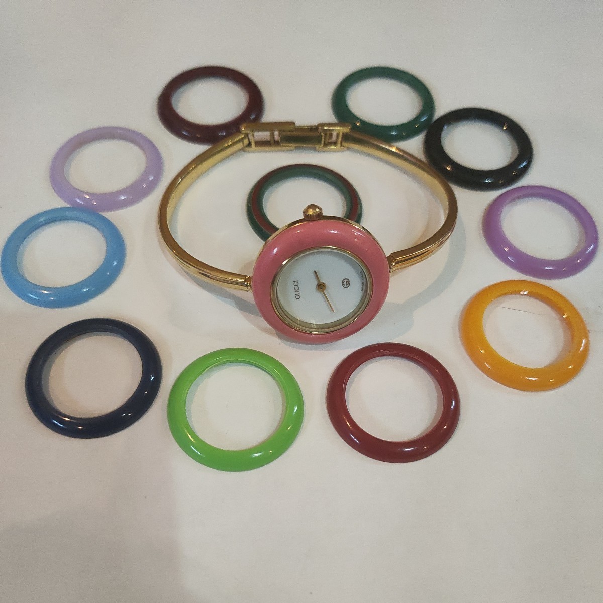 グッチ チェンジベゼル 1円 QZ 11⁄12.2 箱付 白文字盤 GUCCI 良品