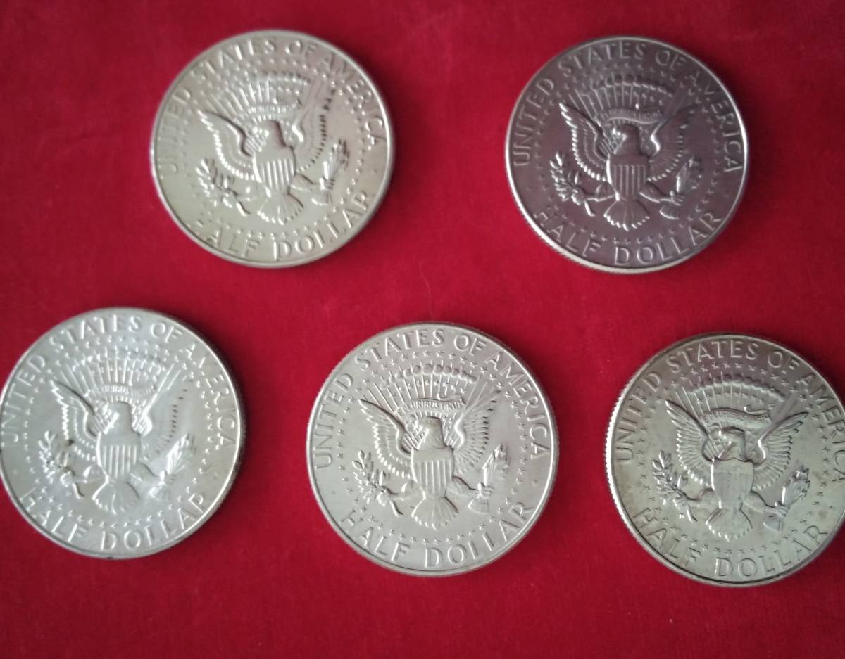 1964 ケネディ50セント銀貨 5枚 1964年銘アメリカケネディコイン銀貨