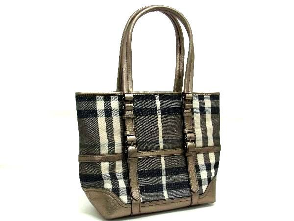 1円 □極美品□ BURBERRY バーバリー キャンバス×レザー 