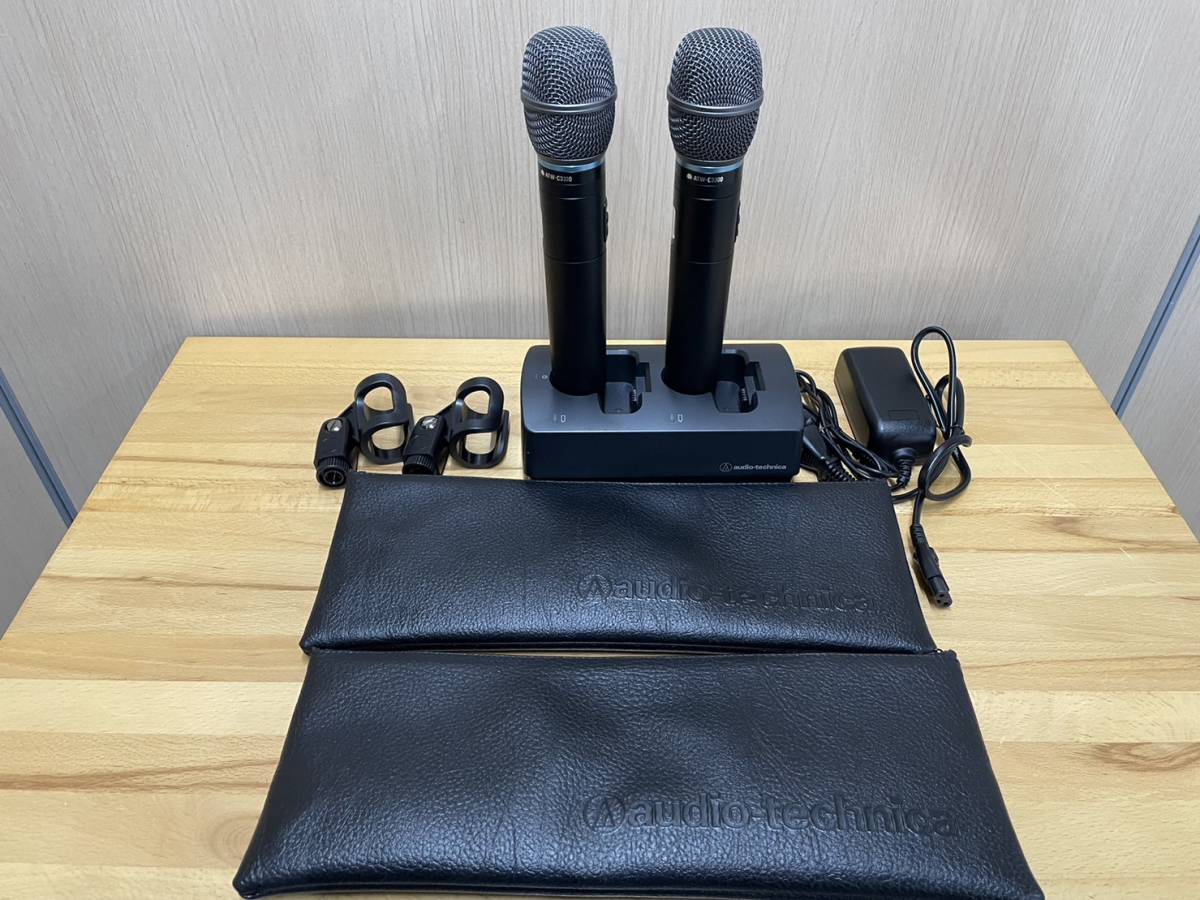 1000円スタート！オーディオテクニカ ハンドヘルドトランスミッター×２　コンデンサー型マイクロホンカプセル×2　充電器×１のセット！