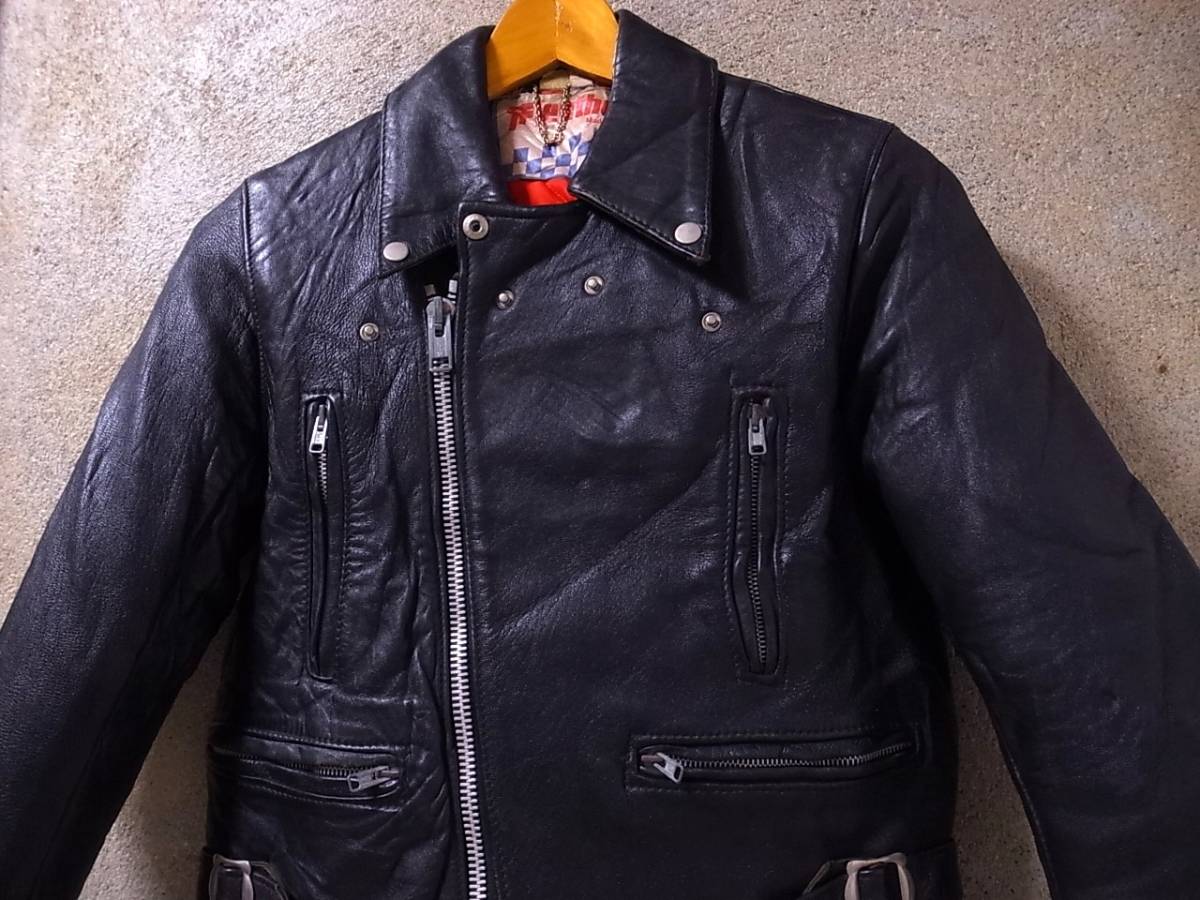 70s TT leathers ヴィンテージ パディットライダースイギリス 70s イギリス製 TT LEATHERS TTレザー ライトニング型 UKライダース 36