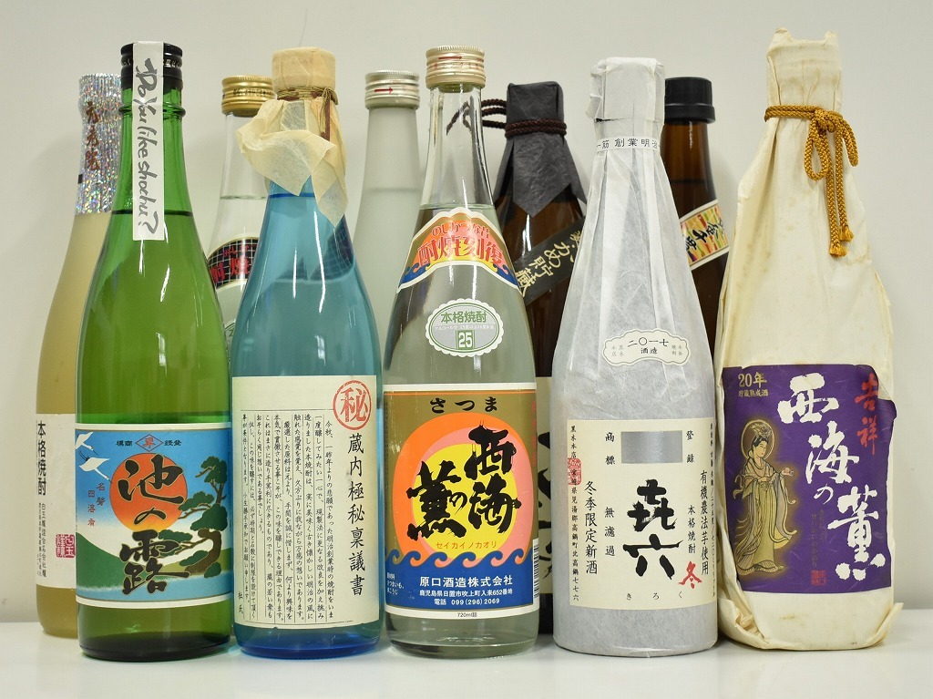 ◆2329◆未開栓 本格焼酎 10本 池の露 蔵内極秘稟議書 きろく 薩摩古酒 西海の薫 明月 郷の華 農家の嫁 元老院 他 720ml 900ml【同梱不可】
