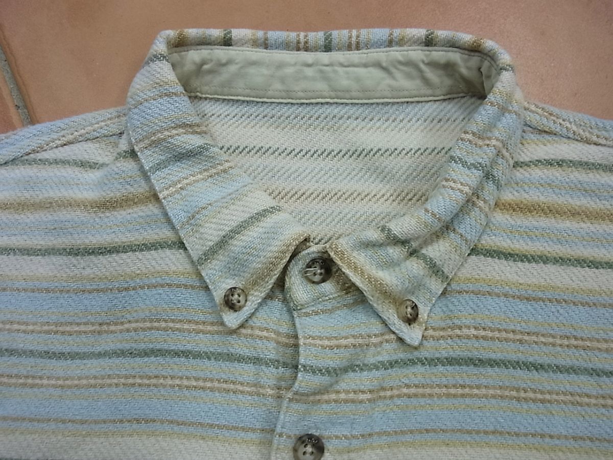 ■Papas パパス 長袖 ネルシャツ マルチボーダー柄 メンズ 1円スタート