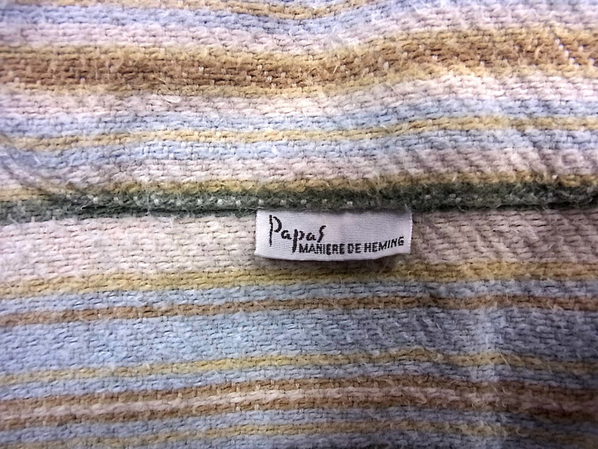 ■Papas パパス 長袖 ネルシャツ マルチボーダー柄 メンズ 1円スタート