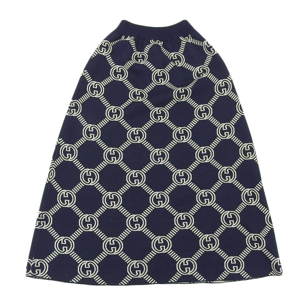 超美品 グッチ gucci 現行販売商品 692700 GGウール ジャガード リバーシブル スカート 38 定価198000円 タグ欠品