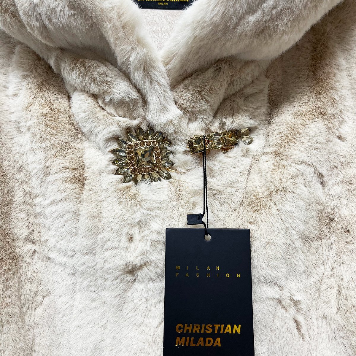 新品Christian milada カシミヤ100％ ロングコート 定価10万 定価10万☆christian milada・ミラノ発・豪華ミンク/カシミヤ混・毛皮