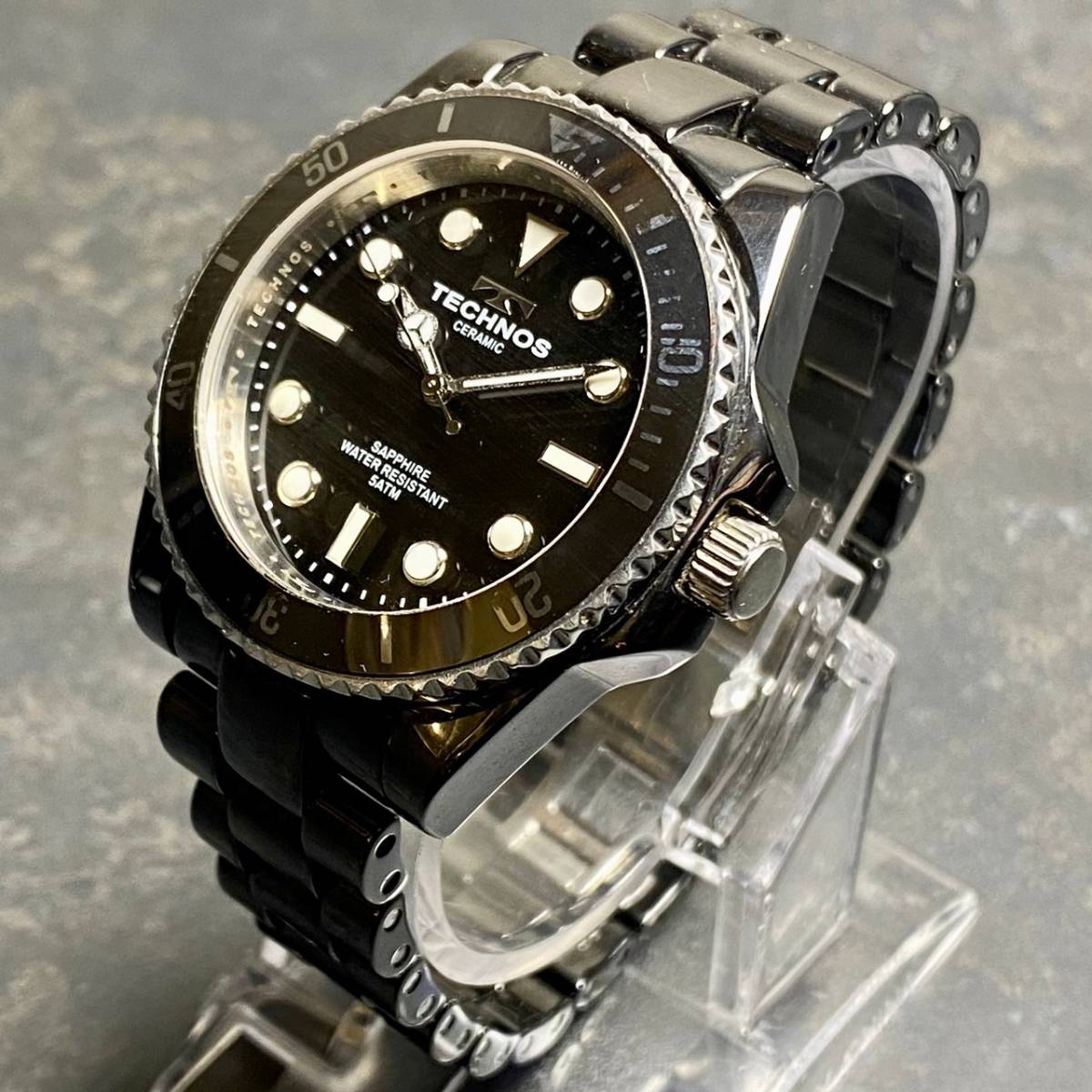 1000円〜 TECHNOS CERAMIC SAPPHIRE WATER RESISTANT 5ATM テクノス