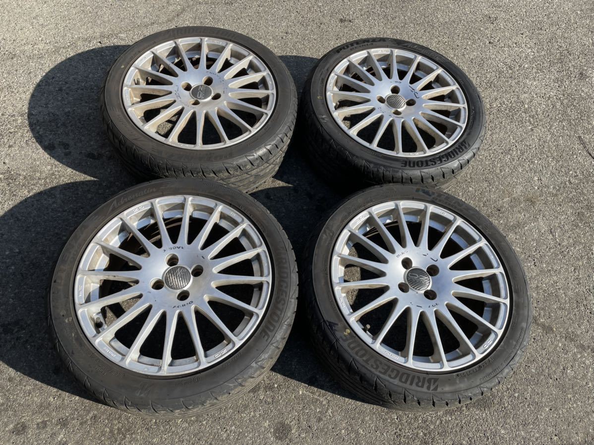 溝あり OZレーシング 17インチアルミホイール4本 7J +44 4H PCD100 ブリジストン ポテンザ 215/45R17