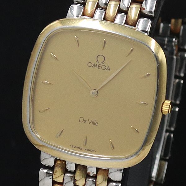 オメガ デビル 手巻き 機械式 腕時計 レディース ゴールド文字盤 稼働