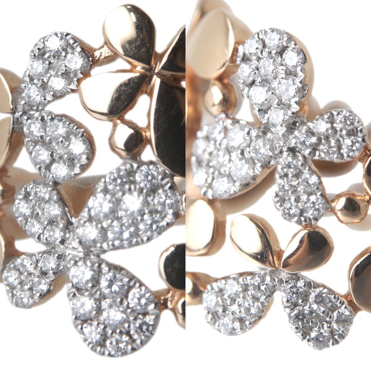 ダイヤ0.53ct フラワーモチーフ リング 指輪 K18 18金 PG ピンク 