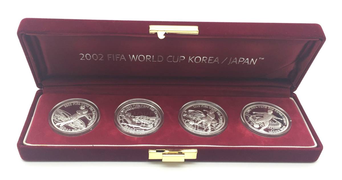 記念硬貨【 2002 FIFA WORLD CUP 韓国公式 1万WON銀貨4種セット 