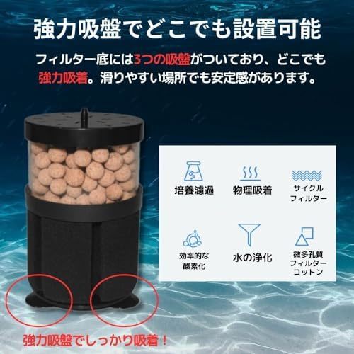 サイズ: 2個セット 水槽 スポンジフィルター 投げ込み式フィルター 大型 ろ過 水質 交換 替え ろ材付き 2個セット_5