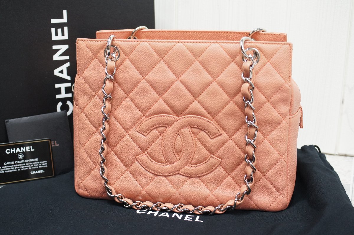 極美品】シャネル CHANEL キャビアスキン チェーンショルダーバッグ  