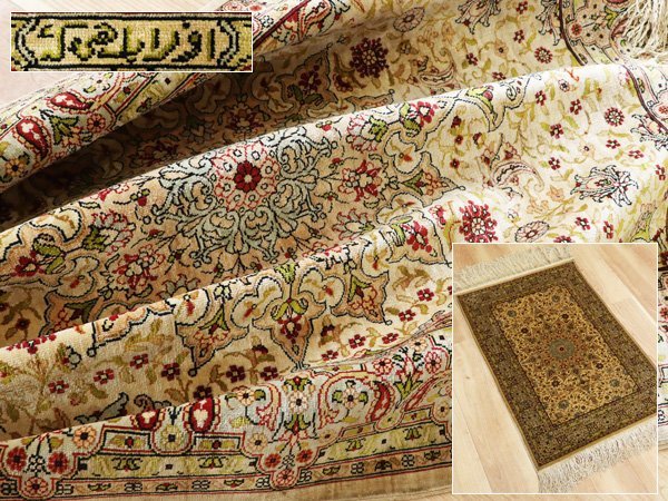 魁◇最高傑作品 トルコ絨毯 HEREKE ヘレケ 89×69㎝ 最上質シルク 細密