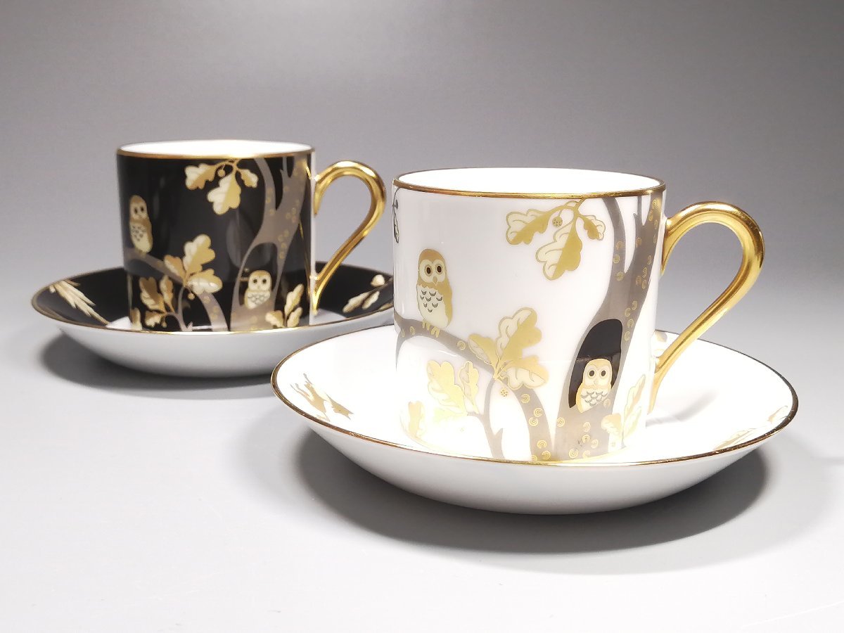 大倉陶園 OKURA ペア 2客 美品 ブルーローズ カップ＆ソーサー 金彩 