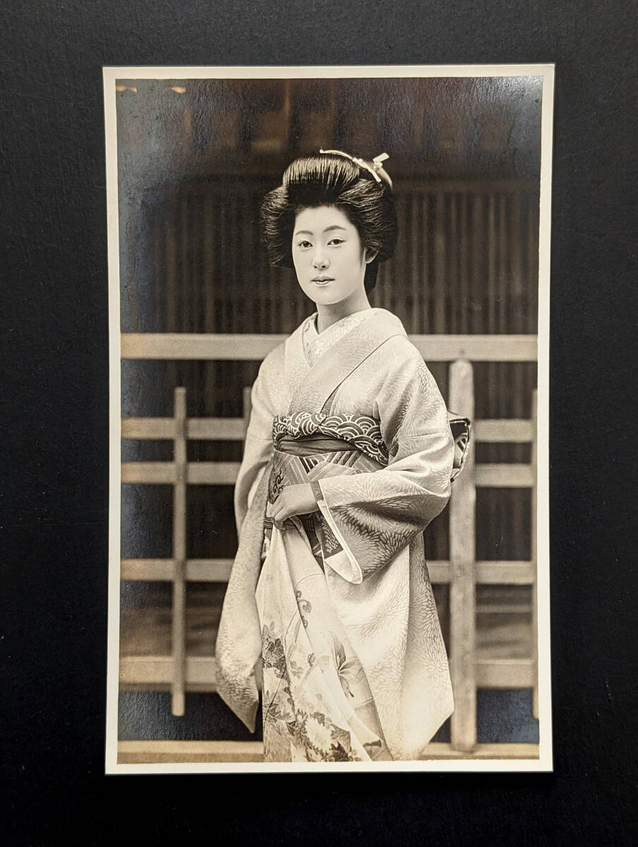 古写真 戦前 美人 明治 大正 7-746 検）絵葉書 絵はがき 芸妓 芸者