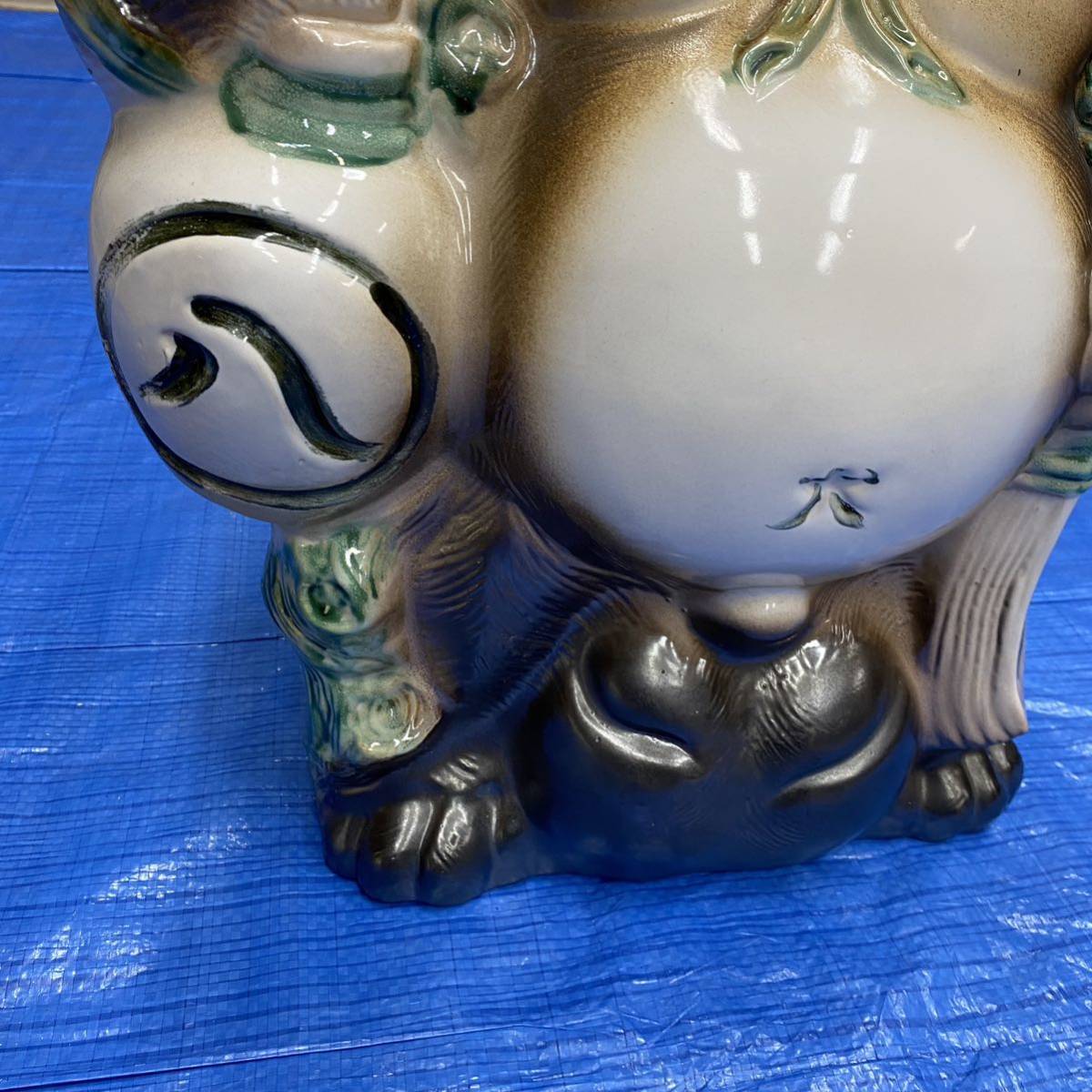 新潟市 たぬき 狸 置物 信楽焼? 陶器 八相縁喜 開運 縁起物 高さ 約