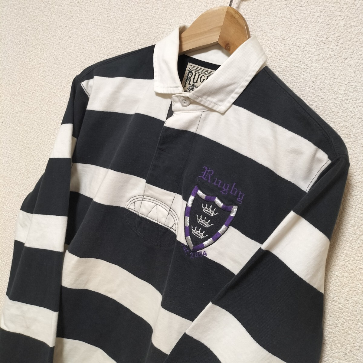 ☆RALPH LAUREN RUGBY ラガーシャツ ボーダー メンズ ワッペン 刺繍
