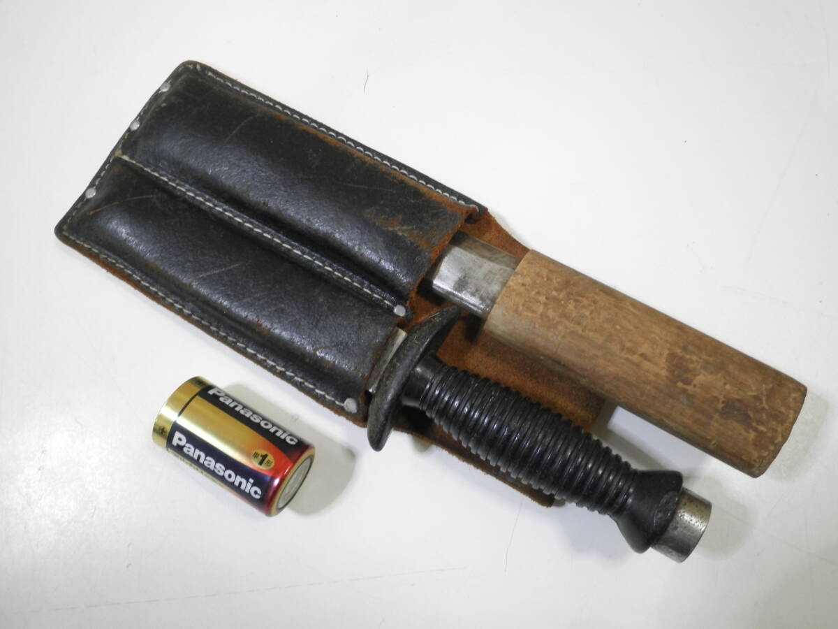 【1円】～塗師屋小刀◆１８０mm 玉鋼◆サバイバルナイフ両刃日本製◆皮ケース付き_1