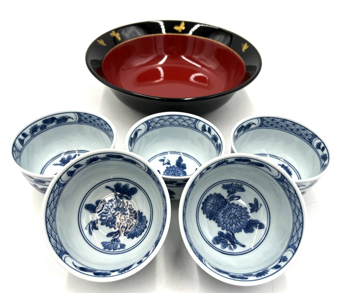 ｇ680SK　【未使用】HANAE MORI モリハナエ 陶器 HM 森英恵 美食器 茶器セット 5客 菓子受け ※長期保管品_1