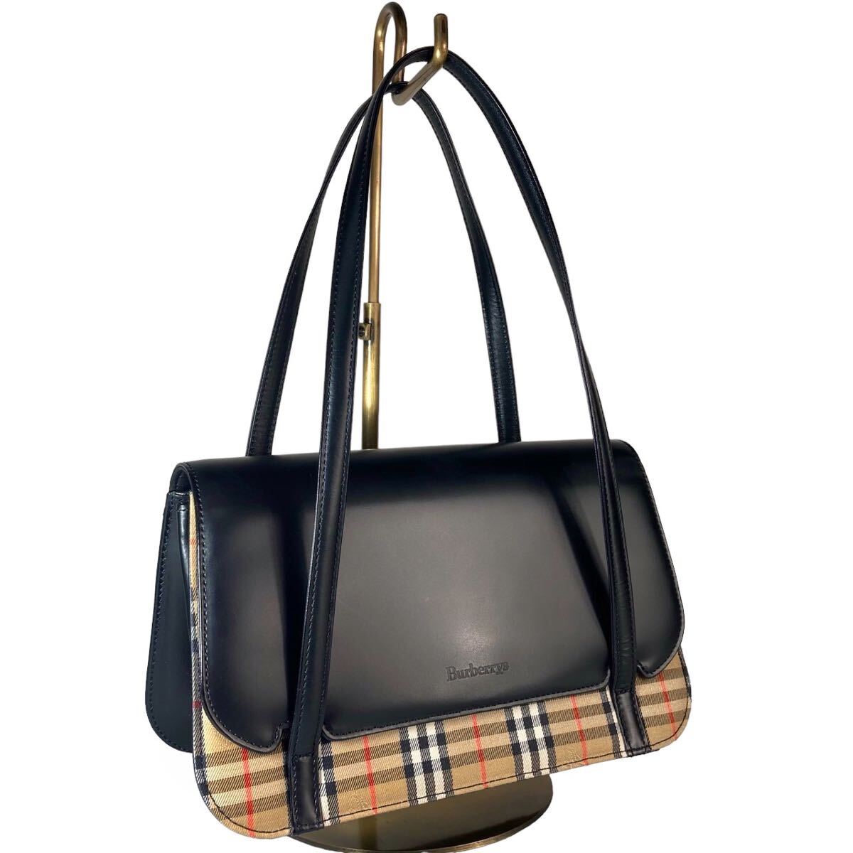 極美品◎BURBERRY バーバリー ノバチェック柄 ホースロゴ 角スレなし