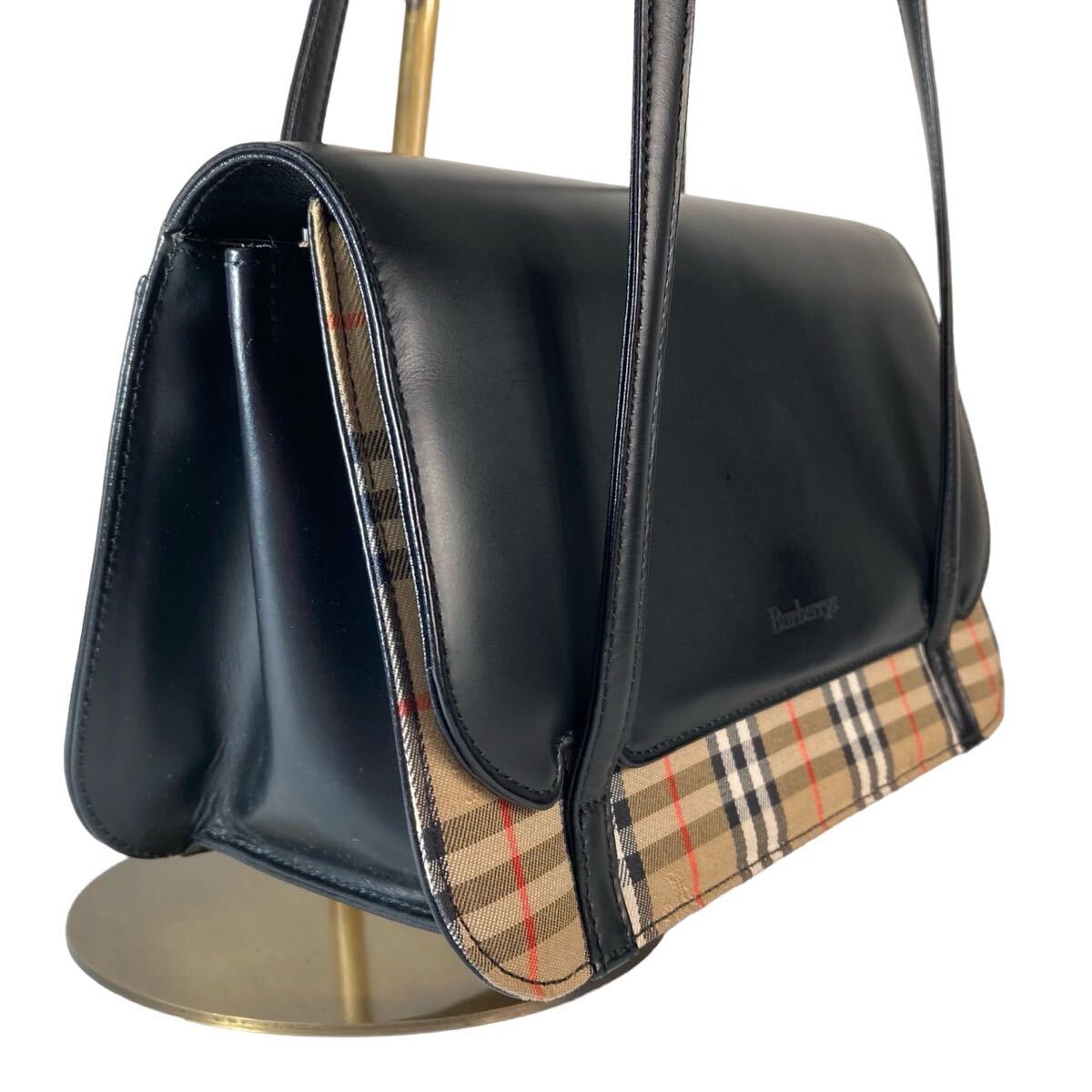 極美品◎BURBERRY バーバリー ノバチェック柄 ホースロゴ 角スレなし