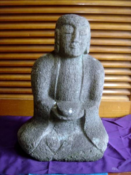 買得★愛【石仏　「釈迦如来坐像】姿彫】■仏教美術　佛　仏像_1