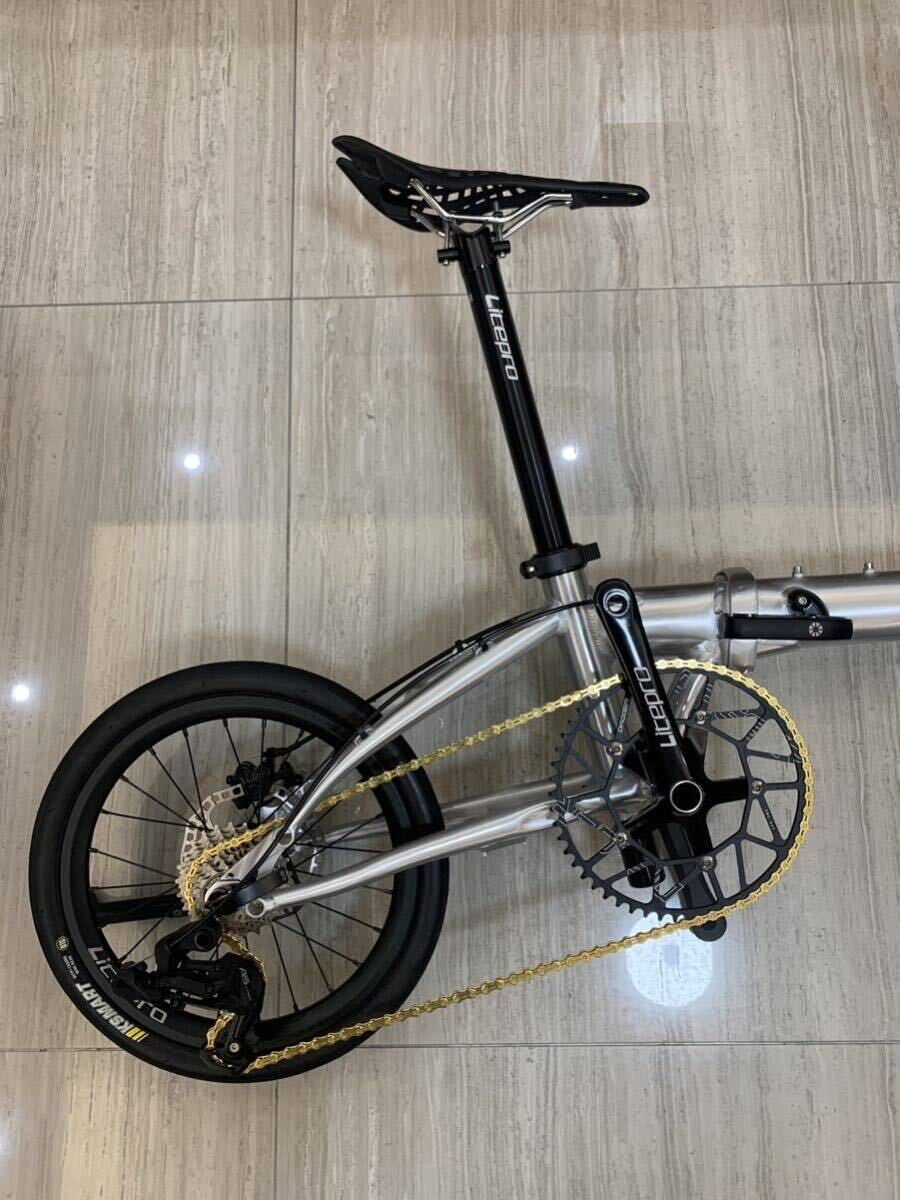 8.1KG ☆超軽量 折り畳み 自転車 クリア塗装 アルミ 9速 カスタム
