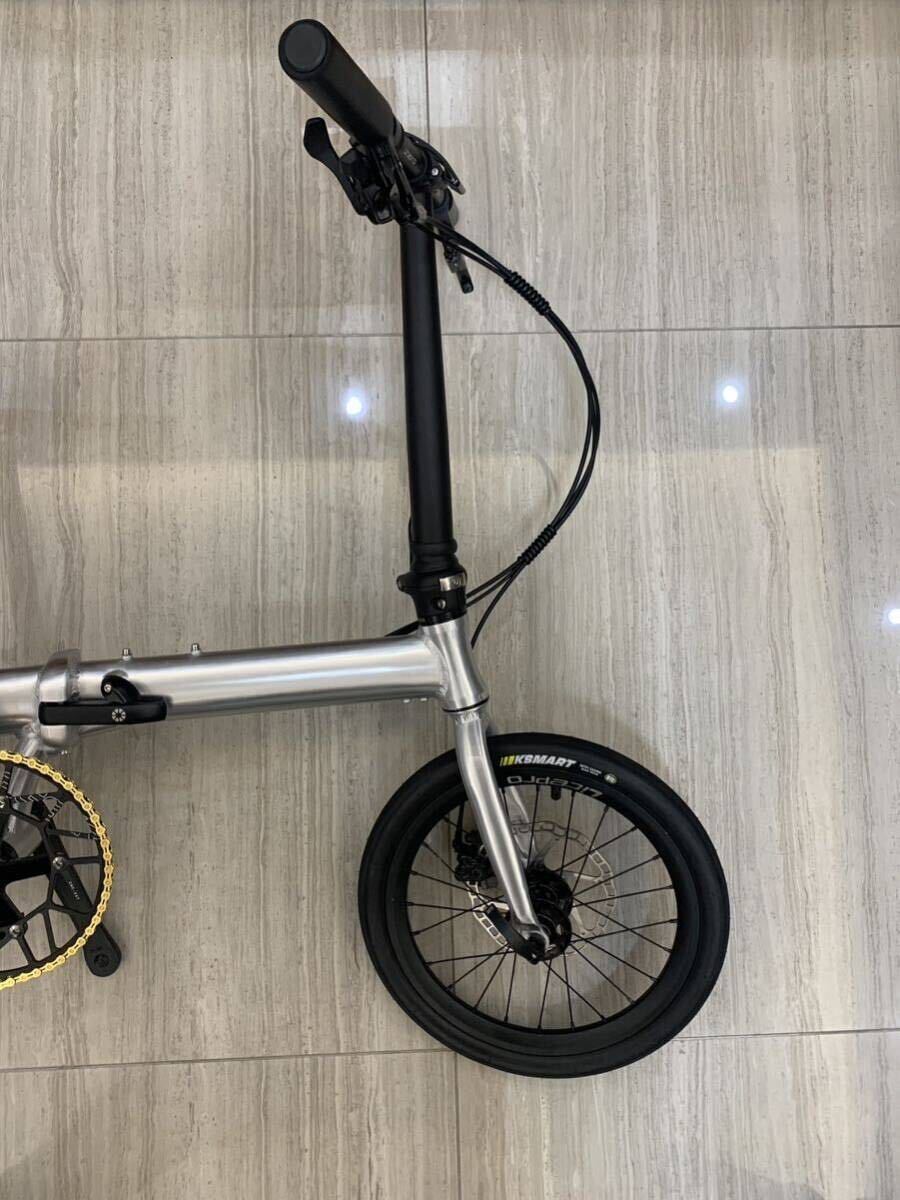 8.1KG ☆超軽量 折り畳み 自転車 クリア塗装 アルミ 9速 カスタム