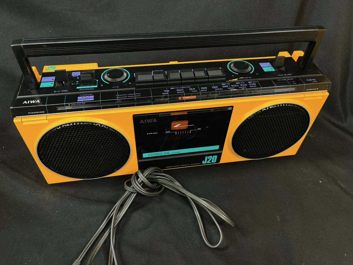AIWA ステレオラジカセ イエロー CS-J20 2BAND アイワ FM/AM ラジオ