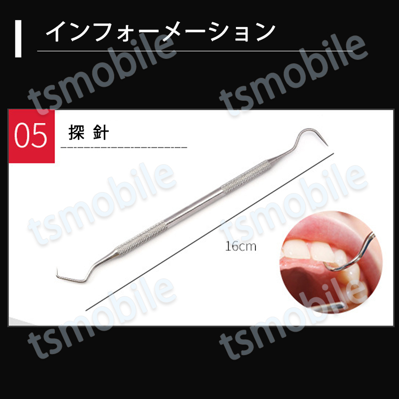歯石取り 5本セット ケース付き スケーラー 歯垢 食べかす 除去 用具 デンタル オーラル ケア 口腔 衛生ツール ステンレス製_6