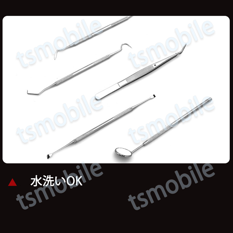 歯石取り 5本セット ケース付き スケーラー 歯垢 食べかす 除去 用具 デンタル オーラル ケア 口腔 衛生ツール ステンレス製_9