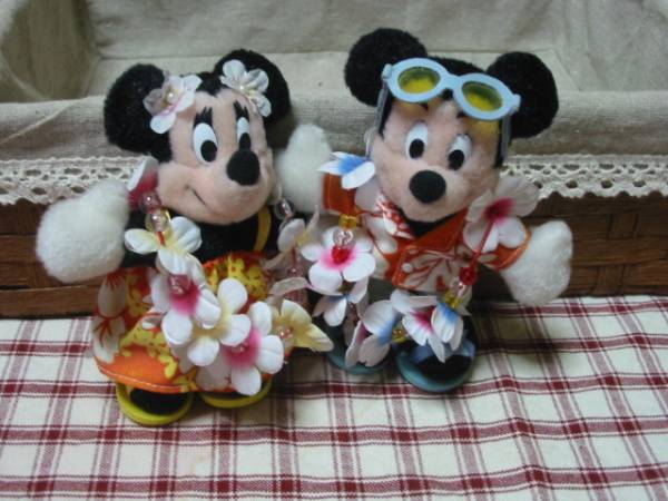 TDL❤アロハシリーズ★ミッキーミニーぬいぐるみバッジ_3