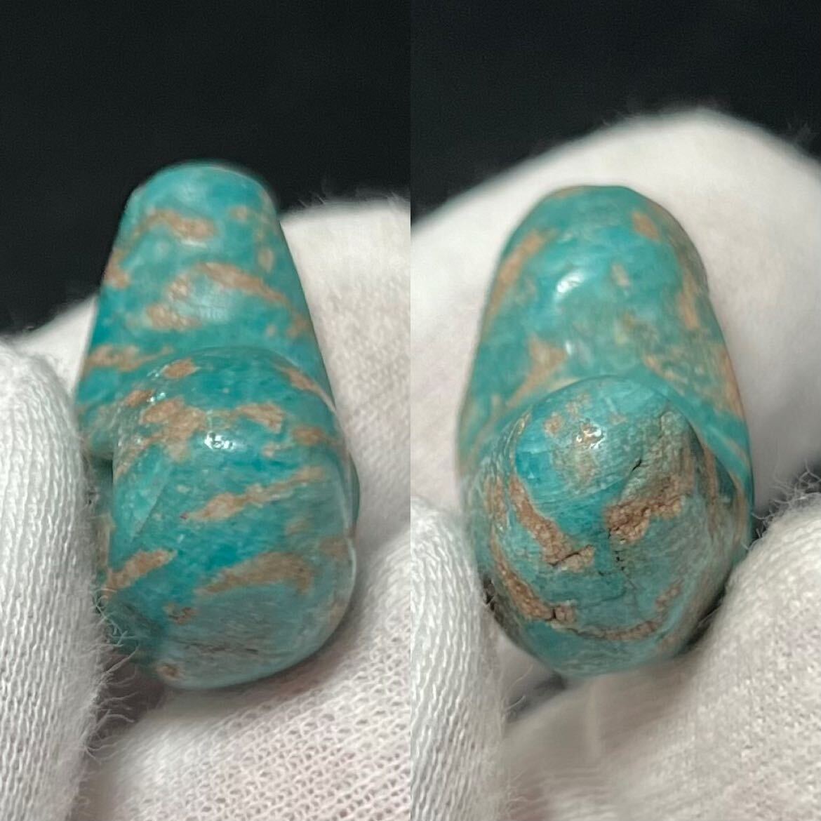 縄文晩期-弥生前期 美石目 天河石 勾玉2.8cm 九州地方出土 垂飾玉大珠